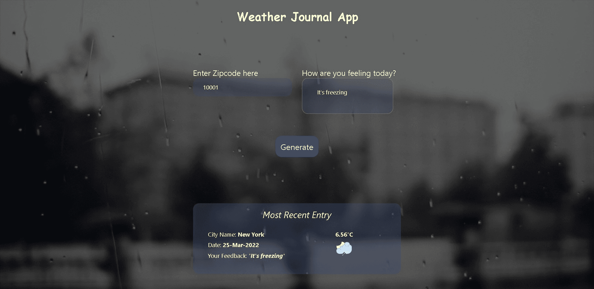 fwd weather journal app project image